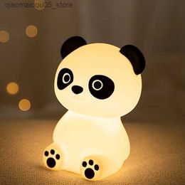 Lamps Shades Panda night light silicone atmospheric light bedroom light sleep light eye protection rechargeable bedside light decoration childrens gift Q240416