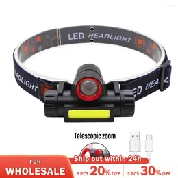 Headlamps Rechargeable Fishing LED Headlamp Camping Headlight XPE COB Work Light 2 Lighting Modes With Tail Magnet Detachable