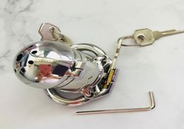 Hinged Curve Base Ring 2 Lock Design Stainless Steel Chastity Device Men Open 1 Lock To Pee Male Chastity Cage With Spike Ring4324035