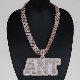 Designer Sterling Sier Hip Hop Chain Crafted With Personalized Pendant Featuring Moissanite Round And Baguette Cut Diamond