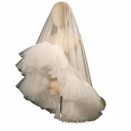 1t Short Wedding Veil Ruffled Edge Tulle Bridal Veil With Comb Fluffy Bride Veils Wedding Accories y5YX#