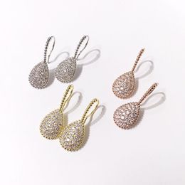 stainless steel Fashion zircon stud earring Kink round peal letter tassel long rose gold silver earrings for woman228A