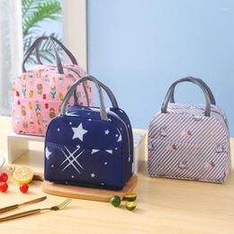 Storage Bags Zipper Thermal Lunch Dinner Bag Canvas Handbag Picnic Cooler Breakfast Box School Children Tote Food 1pcs