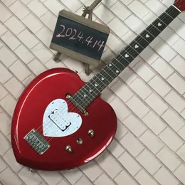 Custom Special Heart-shaped Red Electric Guitar with Maple Neck Chrome Hardware