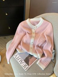 Women's Knits Harajuku Korean Autumn Winter Pink Cashmere Top O-Neck Cosy Casual Sweet Sweater Knitted Cardigans Long Sleeve Mori Girl Style