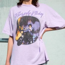 Women's T Shirts 6022 Purple Rain Vintage Graphic Tee Female Short Sleeve O Neck Printed Tops Summer Cotton Loose Music Shirt Women Top