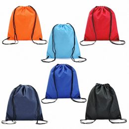 drawstring Bag Sports Waterproof Backpack Bundle Pocket Custom Printing Logo for Men Women Students M6Cx#