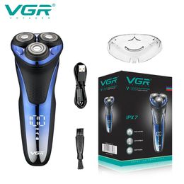 VGR Electric Shaver Professional Razor Waterproof Beard Trimmer Rotary 3D Floating Shaving Rechargeable Electric for Men V-306 240408