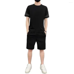 Men's Tracksuits Ladiguard Plus Size Mens Casual Two Piece Sets 2024 Kpop Fashion Running Tops Wear And Elastic Shorts Suit Male Set