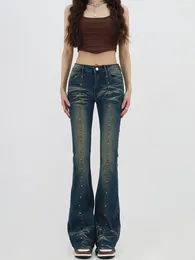 Women's Jeans Vintage Y2k 2000s Aesthetic High Waist Denim Pants Harajuku Fashion Oversize Wide Leg Cowboy Trousers 2024