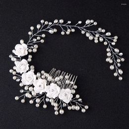 Hair Accessories Flower Jewellery Crystal Pearl Handmade Comb Bridal Headpiece Headband Ornaments