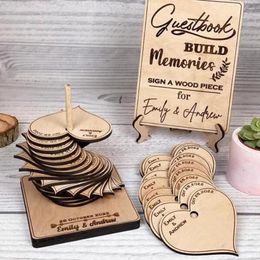 Party Supplies Personalised Heart Shaped Wooden Wedding Sign In Memorial Book Engraved Guest Decoration