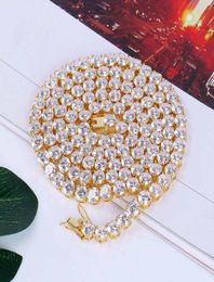 Personalized White Gold 18K Gold Plated Cubic Zircon Tennis Necklace Hip Hop Wedding Jewelry 18 Inch Long for Men Women Gifts 7631630