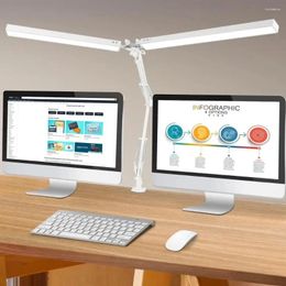 Table Lamps Single/Double Head LED Swing Arm Desk Lamp With Clamp Flexible Stepless Dimmable Eye-Care For Home Office Study Reading Lighting