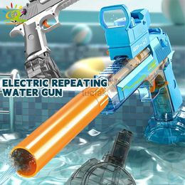 Gun Toys Desert Eagle Linkage Electric Auto Water Gun Firing Fight Cannon Summer Outdoor Beach Shooting Game Toys for Children Kids Gifts 240416