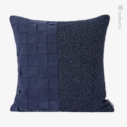 Pillow Square El Nordic Sofa Model Room Pillowcase Blue Woven Lint Cotton And Linen Stitching Custom