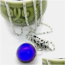 Pendant Necklaces Thermochromic Mood Tracker Stainless Steel Necklace Temperature Discoloration Glass Cabochon Jewelry Drop Delivery Dhbpd