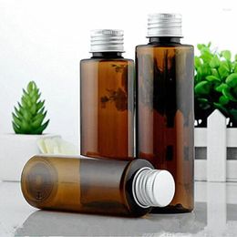 Storage Bottles 50PCS 150ml Empty Bottle 100ml Amber Liquid Brown Colour Mini Plastic 120ml PET Travel With Aluminium Cover