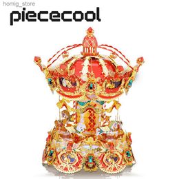 3D Puzzles Piececool Model Building Kits Merry Go Round Puzzle 3D Metal DIY Kits Creative Toys Y240415