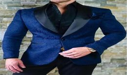 Men039s Tux 2019 Latest Coat Pant Tux Blue Men Wedding Suits Slim Fit 2 Piece Double Breasted Tuxedos Groom Formal Prom Blazer8007524