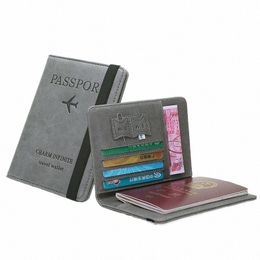 pu Leather Strap Passport Bag RFID Passport Holder Protective Cover Travel Wallet Card Bag Ticket Holder Pass Cover o5AH#