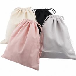 cott Canvas Inner Bags Drawstring Pouch Pink Gray Black Beige Color Gift Packaging Bag Storage Bag for For Handbag Accories 51We#