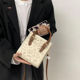 Evening Bags MBTI Kawaii Cartoon Print Handbags For Women Lolita Fashion Casual Small Purses Leather Square Female Designer Crossbody Bag