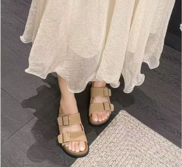 2024New Lock Buckle Boken Women's Sandals Fashionable and Comfortable Thick Sole Women's Sandals and Slippers