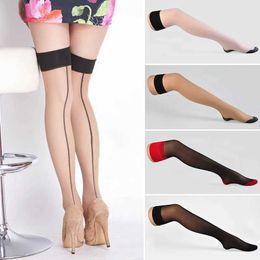 Sexy Socks Sexy Leg Shaped Ultra Wide Edge Back Seam Lining Thigh High Socks Suspender Socks French Pantyhose Socks Underwear 240416