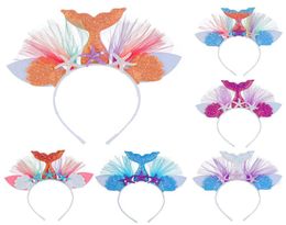 10pcs Rainbow Mermaid HairBand Sticks 7 Colours Princess Mesh Flower Animal Hairbands Hair Accessories3671167