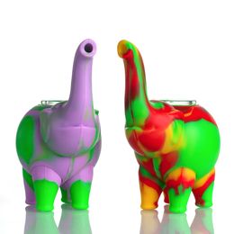 4.5 Inches Colourful Mini Silicone Elephant Hookah Bongs Silicon Oil Dab Rigs For Smoking N2830