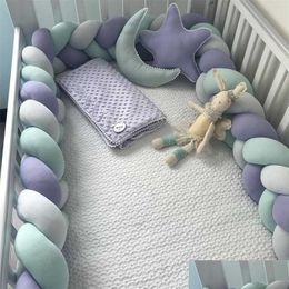 Bed Rails 3 Metre Baby Bumper Braid Knot Pillow Cushion For Infant Crib Protector Tour De Lit Bebe Tresse Room Decor 211025 Drop Deliv Othgy