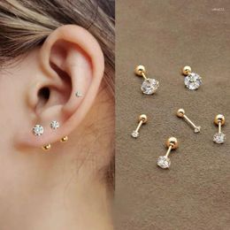 Stud Earrings 1 Piece 4 Prong Rhinestone Ear Studs For Women/Men Tragus Cartilage Standard Lobe Piercing Jewellery Gift