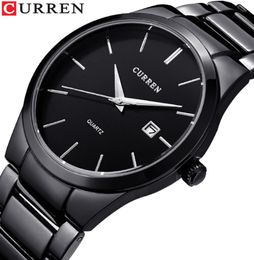CURREN Fashion Business Calendar Quartz Wrist Watch Stylish Men039s Watch Military Waterproof Full Steel Male Clock2693168