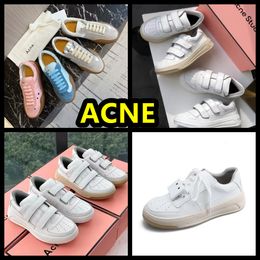 2024 Acne designer Velcro Smiling Women's beach travel White pink blue Shoes Flat Bottom Shoes Thick Sole Leather Sports Casual Shoes GAI 35-40
