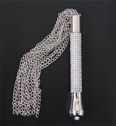 BDSM Metal Chains Whip Flogger Ass Spanking Bondage For Couples Fetish Diamond Handle with Metal Chain Spanking Whips Sex Toys For4794200
