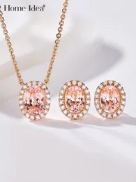 Stud Earrings Fashion Women Fine Jewellery Set Cultivation Pink Gem Necklace Sterling Silver Gift