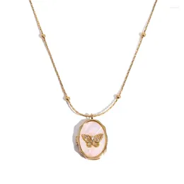 Pendant Necklaces Elegant Butterfly Po Locket Necklace Picture Frame Neckchain Jewelry Dropship