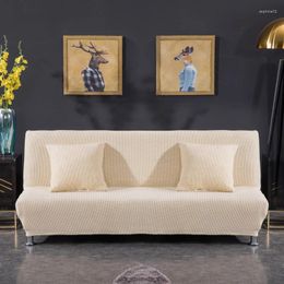 Chair Covers Fleece Fabric Armless Sofa Bed Cover Universal Size Slipcovers Stretch Couch Protector Elastic Bench Futon