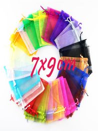 7x9cm Whole Christmas Gift 100Pcs Beautiful Mixed Colour Organza Pouch Jewellery Gift Bag for Wedding Festival2434933