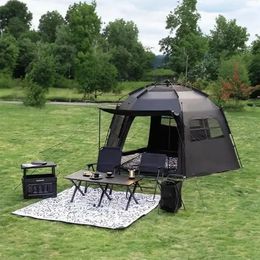 Camping Onetouch Tent Black Automatic Dome Portable Family Shelter Hexagonal Sun Protection Rainproof Beach For Camp 240416