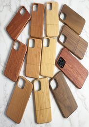 Luxury 100 Wood Case For Iphone 12 pro max 12 mini Smartphone Bamboo Wooden Hard Cover Wood Frame Shockproof Shell4238050
