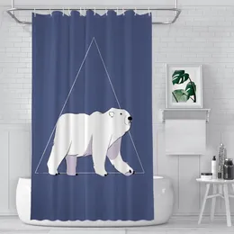 Shower Curtains Blue Snow Bathroom Bear Waterproof Partition Creative Home Decor Accessories