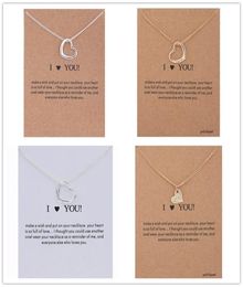 Dogeared Necklace With Gift card I Love You Heart Pendant For women Gold Color Link Fashion Jewelry Gift6721432