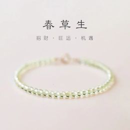Mini Gemstone Bracelet Grape Jade Natural Tender Green Crystal Girlfriends Gift Girlfriend 240416