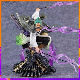 Action Toy Figures New One Piece Figure Anime Gk Roof Kimono Roronoa Zoro Three-knife Fighting Skill Action Model Decorations Pvc Toy Gift Y240415