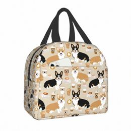 coffee Welsh Corgis Dog Insulated Lunch Tote Bag for Women Resuable Cooler Thermal Bento Box For Kids School Children Lunch Box G7he#