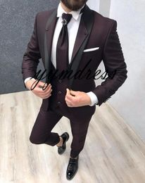 Latest design Wedding suits Slim Fit Groom Tuxedos formal wears Shawl Lapel Groomsman suits JacketPantsvestTie2948960