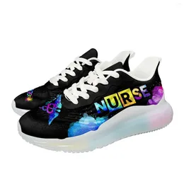 Casual Shoes INSTANTARTS Neon Colour Letters Outdoor All-match Ladies Sneakers Trendy Air Cushion Female Flat