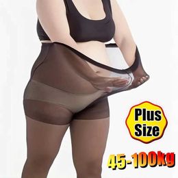 Sexy Socks 45-100kg Resistant Nylon Ultra Thin Clear Pantyhose Women Plus Size Sexy Breathable Elastic Tights Slimming Stockings High Waist 240416